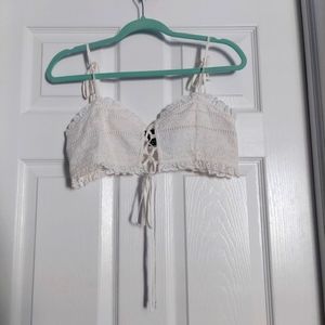 Forever 21 white floral eyelet lace top